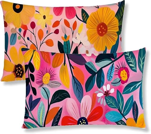 Kissenbezug 25 x 50 Rosa Kopfkissen 2er Set Blumen Sofakissen Dekokissen kissenbezüge mit Unsichtbarem Reißverschluss Leinen Langlebige Rechteck Kissenbezüge für Deko Wohnzimmer Schlafzimmer S1-641 Kissenbezug 25 x 50 Rosa Kopfkissen 2er Set Blumen Sofakissen Dekokissen kissenbezüge mit Unsichtbarem Reißverschluss Leinen Langlebige Rechteck Kissenbezüge für Deko Wohnzimmer Schlafzimmer S1-641 von Jaznnghh
