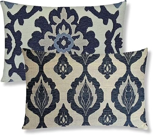 Kissenbezug 50 x 60 Retro Kopfkissen 2er Set Blumen Sofakissen Dekokissen kissenbezüge mit Unsichtbarem Reißverschluss Leinen Langlebige Rechteck Kissenbezüge für Deko Wohnzimmer Schlafzimmer S1-232 von Jaznnghh