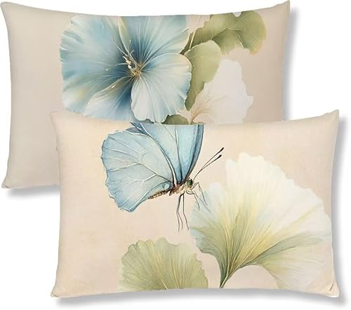 Kissenbezug 60 x 80 Blume Kopfkissen 2er Set Schmetterling Sofakissen Dekokissen kissenbezüge mit Unsichtbarem Reißverschluss Leinen Langlebige Rechteck Kissenbezüge für Deko Wohnzimmer Sofa S1-656 Kissenbezug 60 x 80 Blume Kopfkissen 2er Set Schmetterling Sofakissen Dekokissen kissenbezüge mit Unsichtbarem Reißverschluss Leinen Langlebige Rechteck Kissenbezüge für Deko Wohnzimmer Sofa S1-656 von Jaznnghh