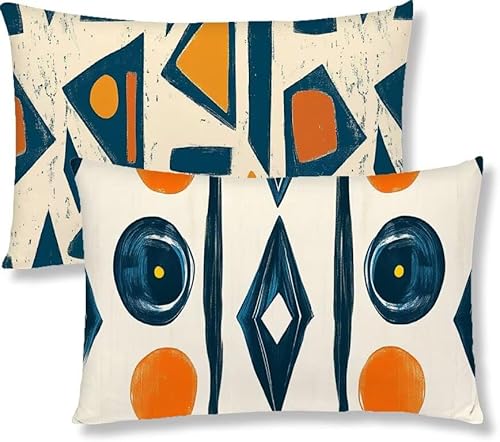 Kissenbezug 60 x 80 Geometrie Kopfkissen 2er Set Abstrakt Sofakissen Dekokissen kissenbezüge mit Unsichtbarem Reißverschluss Leinen Langlebige Rechteck Kissenbezüge für Deko Sofa Schlafzimmer S1-306 von Jaznnghh