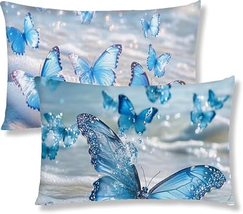 Kopfkissenbezug 25x50 2er Set Kissenbezug Blau Sofakissen Kopfkissen Schmetterling Kissenbezüge Weiche Komfort Samt Dekokissen Doppelseitiges Druckdesign, für Sofa Wohnzimmer Bett Kissenhüllen S1-633 Kopfkissenbezug 25x50 2er Set Kissenbezug Blau Sofakissen Kopfkissen Schmetterling Kissenbezüge Weiche Komfort Samt Dekokissen Doppelseitiges Druckdesign, für Sofa Wohnzimmer Bett Kissenhüllen S1-633 von Jaznnghh