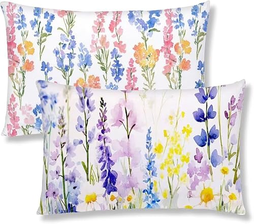 Kopfkissenbezug 40x60 2er Set Kissenbezug FrüHling Sofakissen Kopfkissen Lavendel Kissenbezüge Weiche Komfort Samt Dekokissen Doppelseitiges Druckdesign, für Sofa Wohnzimmer Bett Kissenhüllen S1-675 von Jaznnghh