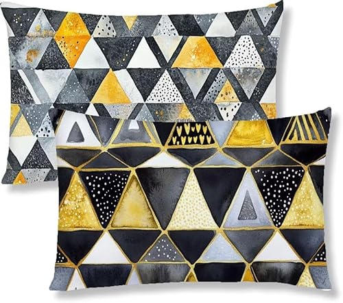 Kopfkissenbezug 40x60 2er Set Kissenbezug Grau Sofakissen Kopfkissen Geometrie Kissenbezüge Weiche Komfort Samt Dekokissen Doppelseitiges Druckdesign, für Schlafzimmer Wohnzimmer Kissenhüllen S1-226 von Jaznnghh