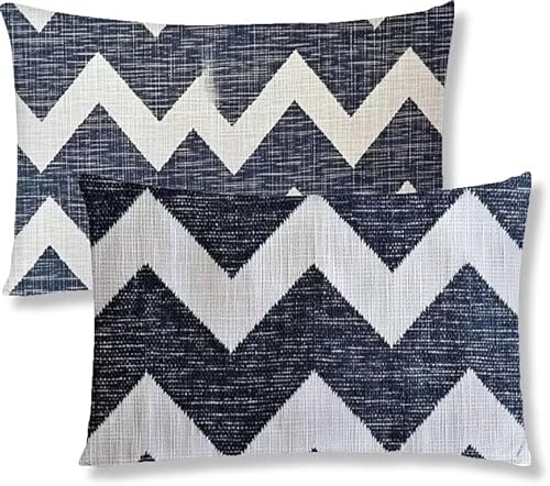 Kopfkissenbezug 40x60 2er Set Kissenbezug Marineblau Sofakissen Kopfkissen Streifen Kissenbezüge Weiche Komfort Samt Dekokissen Doppelseitiges Druckdesign, für Sofa Wohnzimmer Kissenhüllen S1-275 von Jaznnghh