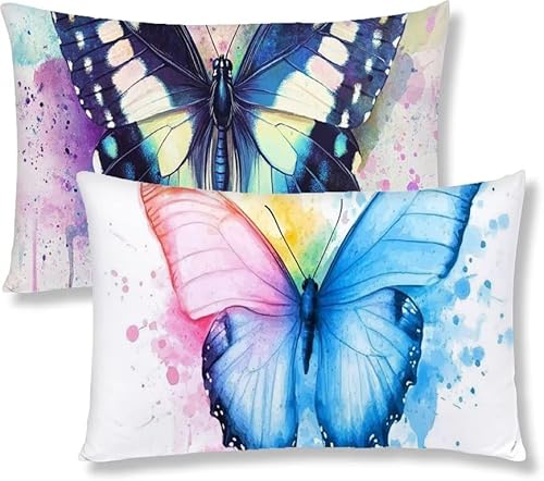 Kopfkissenbezug 40x80 2er Set Kissenbezug Blau Sofakissen Kopfkissen Schmetterling Kissenbezüge Weiche Komfort Samt Dekokissen Doppelseitiges Druckdesign, für Sofa Wohnzimmer Bett Kissenhüllen S1-652 Kopfkissenbezug 40x80 2er Set Kissenbezug Blau Sofakissen Kopfkissen Schmetterling Kissenbezüge Weiche Komfort Samt Dekokissen Doppelseitiges Druckdesign, für Sofa Wohnzimmer Bett Kissenhüllen S1-652 von Jaznnghh