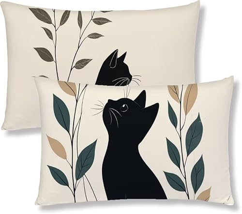 Kopfkissenbezug 60x80 2er Set Kissenbezug Katze Sofakissen Kopfkissen Anlage Kissenbezüge Weiche Komfort Samt Dekokissen Doppelseitiges Druckdesign, für Schlafzimmer Wohnzimmer Kissenhüllen S1-225 von Jaznnghh