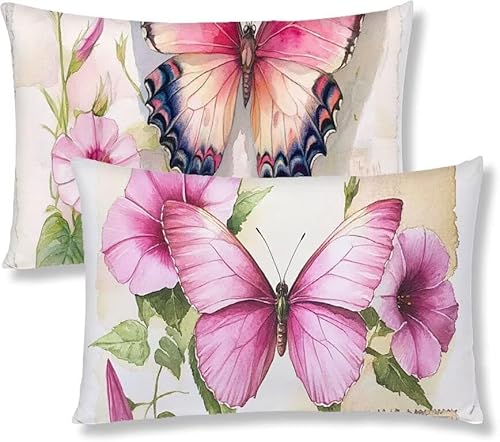 Kopfkissenbezug 60x80 2er Set Kissenbezug Rosa Sofakissen Kopfkissen Schmetterling Kissenbezüge Weiche Komfort Samt Dekokissen Doppelseitiges Druckdesign, für Sofa Wohnzimmer Bett Kissenhüllen S1-657 Kopfkissenbezug 60x80 2er Set Kissenbezug Rosa Sofakissen Kopfkissen Schmetterling Kissenbezüge Weiche Komfort Samt Dekokissen Doppelseitiges Druckdesign, für Sofa Wohnzimmer Bett Kissenhüllen S1-657 von Jaznnghh