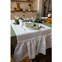 Leinen Muttertag Tischläufer, Weißer Tischdeko, Hochzeit Ostergeschenk, Tischdeko von Jazzlinen