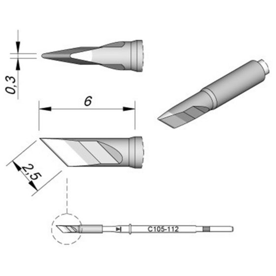 JBC - Lötspitze Serie C105, Klingenform, C105112/2,5 x 0,3mm, gerade von Jbc