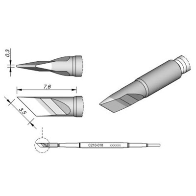 Lötspitze Serie C210, Sonderform, C210018/3,4 x 0,3mm, klingenförmig von Jbc