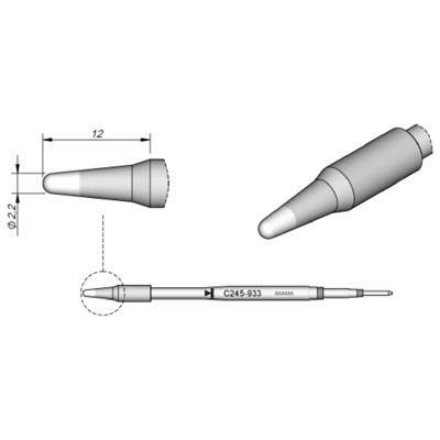 Lötspitze Serie C245, Rundform, C245933/ø2,2mm, gerade von Jbc