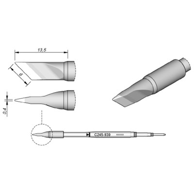 Lötspitze Serie C245 Klingenform, C245939/6,0 x 0,4mm, gerade Lötspitze Serie C245 Klingenform, C245939/6,0 x 0,4mm, gerade von Jbc