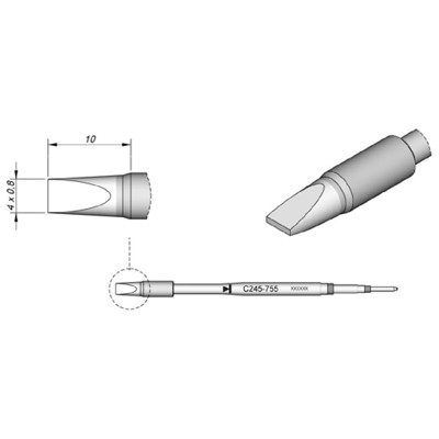 Lötspitze Serie C245 Meißelform, C245755/4,0 x 0,8mm, gerade, High Thermal von Jbc