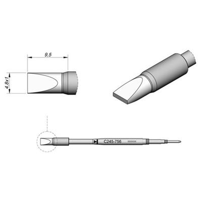 Lötspitze Serie C245 Meißelform, C245756/4,8 x 1,0mm, gerade, High Thermal Lötspitze Serie C245 Meißelform, C245756/4,8 x 1,0mm, gerade, High Thermal von Jbc