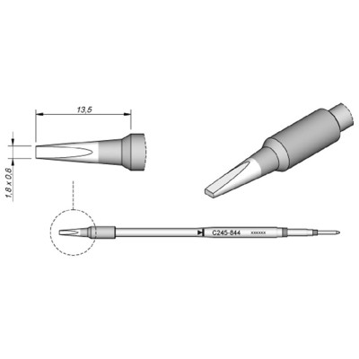 Lötspitze Serie C245 Meißelform, C245844/1,8 x 0,8mm, gerade, 20mm länger von Jbc