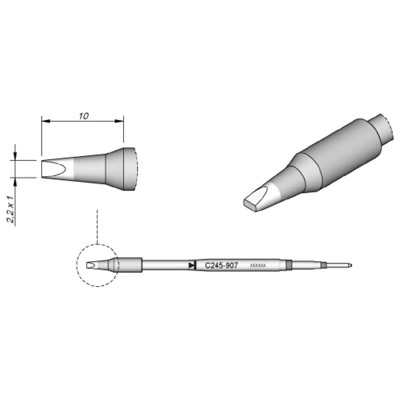 Lötspitze Serie C245 Meißelform, C245907/2,2 x 1,0mm, gerade von Jbc