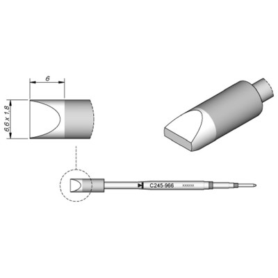 Lötspitze Serie C245 Meißelform, C245966/6,6 x 1,8mm, gerade von Jbc
