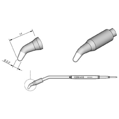 Lötspitze Serie C250, Rundform, C250410/ø2,2mm, gebogen Lötspitze Serie C250, Rundform, C250410/ø2,2mm, gebogen von Jbc