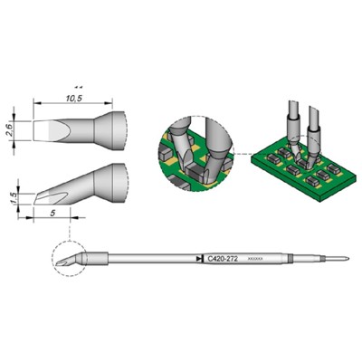 Lötspitze Serie C420, C420272/2,6mm, für Chip-Komponenten Lötspitze Serie C420, C420272/2,6mm, für Chip-Komponenten von Jbc