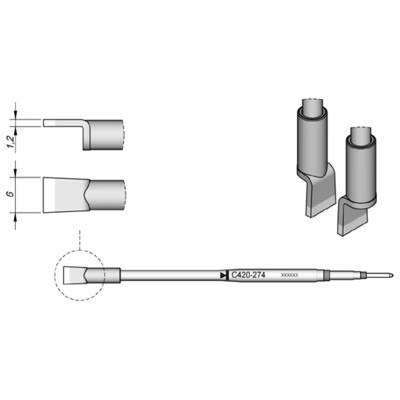 Lötspitze Serie C420, C420274/6,0mm, für Dual-In-Line-IC von Jbc