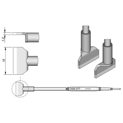 Lötspitze Serie C420, C420277/15,0mm, für Dual-In-Line-IC von Jbc