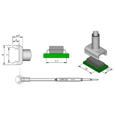 SMD-Entlötspitze Serie C245, C245222/7 x 13mm, für Dual-In-Line-IC SMD-Entlötspitze Serie C245, C245222/7 x 13mm, für Dual-In-Line-IC von Jbc