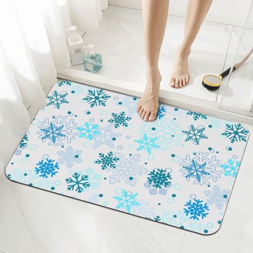 Jbofyee Badematte mit Schneeflocken, Weihnachtsmotiv, 39,9 x 60 cm, Kieselgur aus Gummi, rutschfest, saugfähig, Badezimmermatte für Badezimmer, Küche, Boden, Badewanne und Dusche Jbofyee Badematte mit Schneeflocken, Weihnachtsmotiv, 39,9 x 60 cm, Kieselgur aus Gummi, rutschfest, saugfähig, Badezimmermatte für Badezimmer, Küche, Boden, Badewanne und Dusche von Jbofyee