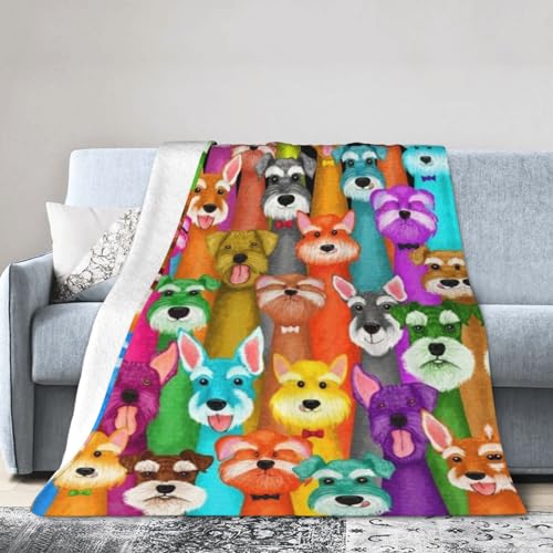 Jbyjbx Warme, ultraweiche Mikrodecke mit Hundemotiv, für alle Jahreszeiten, Couch, Sofa, Bett, Überwurf, Decke, 101,6 x 76,2 cm von JBYJBX