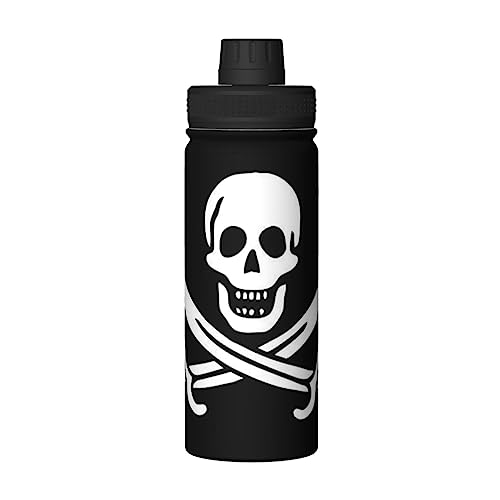 Isolierte Wasserflaschen mit Piratenflagge, Metall, auslaufsicher, für Fitnessstudio, Reisen, bedruckter Edelstahl-Thermobecher von Jcakes