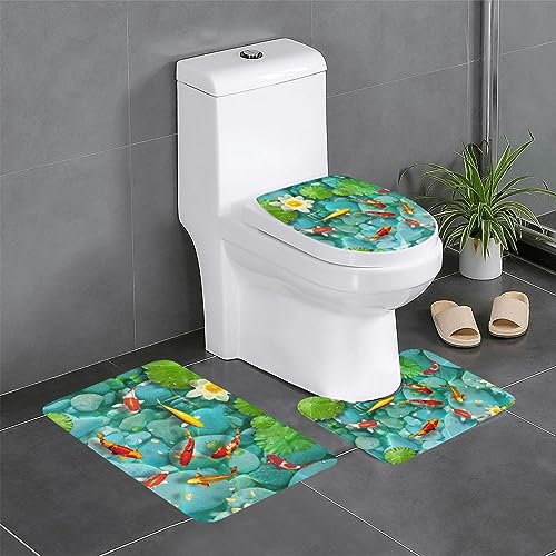 Japanischer Karpfen 3 Stück Badezimmer Teppiche Set Badezimmer Rutschfest Teppich Set Badezimmer Teppich Set Anti-Rutsch Essential von Jcakes