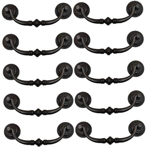 10pcs Vintage -Schublade ziehen, 4, 5 Zoll schwarze Vintage -Schrank, Zinklegierungsschubladen -Schubladengriffe für Schrank Garderobe Küchentür von Jcasbdn