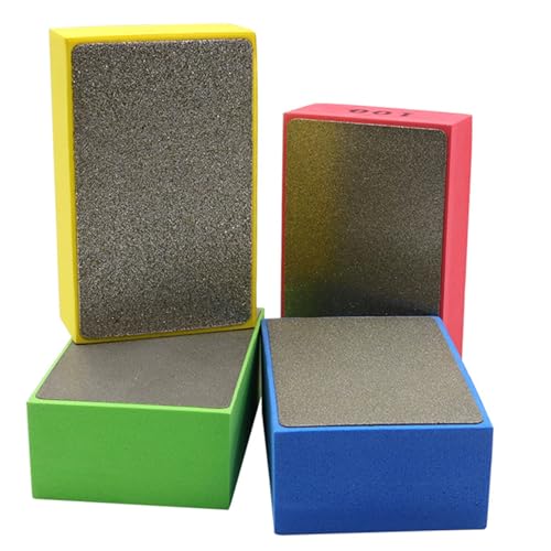 4pcs Polierpolster, 60/100/200/400 Körnchen Keenne-resistente elastische Schwammschleifblöcke, hitzebeständige Polsterpads, Fliesenwerkzeuge für Glas, Holz, Keramik, Marmor, Metall von Jcasbdn
