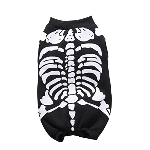Halloween Party Skeleton Haustierhund Katze Jumpsuit Cosplay Kostüm Dress Up Kätzchen Welpenbekleidung (schwarz, m) von Jcasbdn