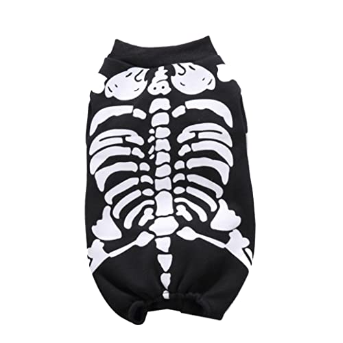 Halloween Party Skeleton Haustierhund Katze Jumpsuit Cosplay Kostüm Dress Up Kätzchen Welpenbekleidung (schwarz, s) von Jcasbdn