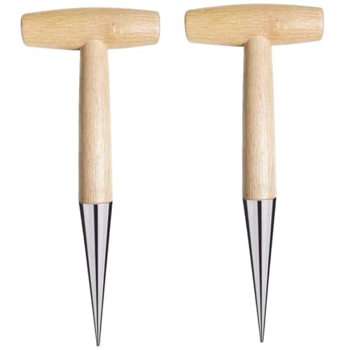 Jcasbdn 2pcs Dibber 11 Zoll T-förmiger Chromplatten-Dibbler mit hölzernen Griff tragbarer Ersatzprofi Saatgut Pflanzer zum Sämling, Gartenarbeit Jcasbdn 2pcs Dibber 11 Zoll T-förmiger Chromplatten-Dibbler mit hölzernen Griff tragbarer Ersatzprofi Saatgut Pflanzer zum Sämling, Gartenarbeit von Jcasbdn