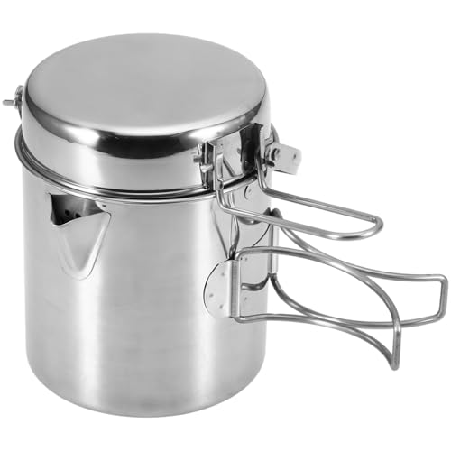 Jcasbdn Camping Pot 5x6 Tragbarer Edelstahl -Camptopf mit faltbarem Griff Multifunktional Camping -Kochgeschirr von Jcasbdn