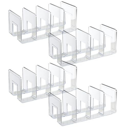 Jcasbdn Clear Magazine Organizer 4PCS 4 Kompartiment Buch Organizer Vertikal/horizontaler Buchteiler Mehrzweckbalchen -Teiler von Jcasbdn