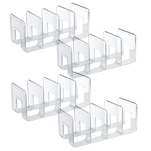 Jcasbdn Clear Magazine Organizer 4PCS 4 Kompartiment Buchorganisator vertikal/horizontaler Buchteiler Multi-Purse-Geldbörsen-Teiler für den Schrank von Jcasbdn