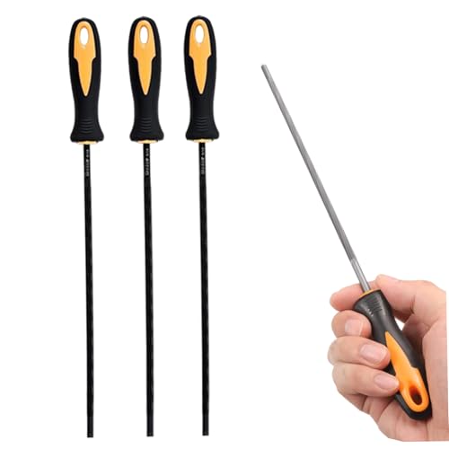 Jcasbdn Kettensägendatei, 3pcs 3, 2 mm (1/8-Zoll) Stahlschärfen, runde Kettensägenkettenschärfer mit Plastikgriff zum Schärfen der Kettenschärfe, Mahlen von Jcasbdn