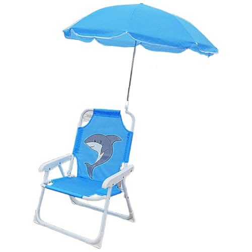 Jcasbdn Kids Beach Stuhl mit Regenschirm Faltbarer Kleinkind Campingstuhl wasserdichte Polyester Beach mit Sonnenschatten Blue K von Jcasbdn