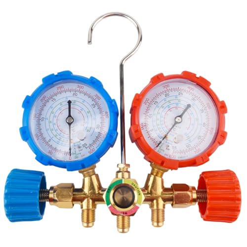 Kältemittel Messgeräte 3way AC -Messgerät mit 3 -Fuß -Schlauch- und Adapterhänge -AC -Verteiler -Messgerät für R134A R32 R22 R410A von Jcasbdn