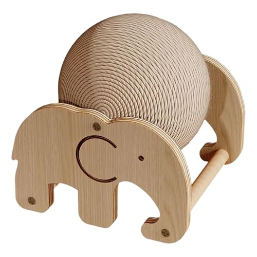 Jcasbdn Katze Kratzkugel mit stabilem Ständer süßer Elefant natürlicher Sisal Cat Crobker Ball Kratzfeste interaktive Spielzeuge 7x7x7 von Jcasbdn