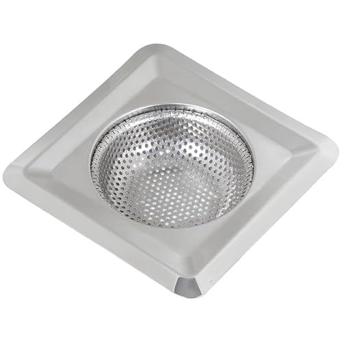 Spülenabflusssieb, 4, 3 Zoll quadratisch Edelstahl Sink Sieb Sieb Korb, feiner Maschenabfluss Haarfänger für das Küchenbad von Jcasbdn