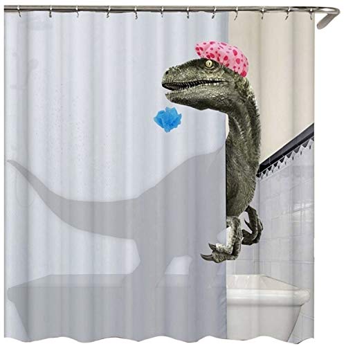 Jcevium Schöner Duschvorhang mit Dinosaurier-Druck, wasserdicht, Badezimmervorhang, Duschzubehör, 180 x 180 cm von SNOWINSPRING