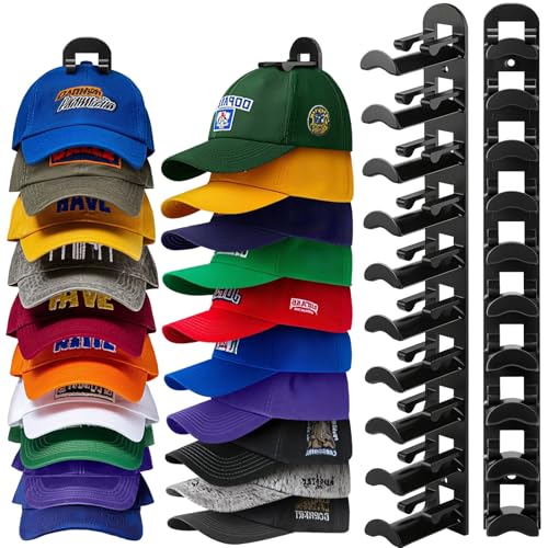 Jcocylse Kappenhalter - Wandhalterung für Caps & Hüte | Stabile Cap Halterung Wand | Praktische Hutablage mit Haken | Cap Organizer für Mützen, Basecaps Typ B (Schwarz) von Jcocylse