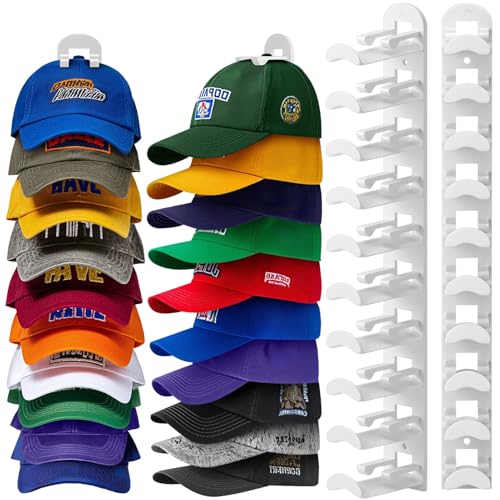 Jcocylse Kappenhalter - Wandhalterung für Caps & Hüte | Stabile Cap Halterung Wand | Praktische Hutablage mit Haken | Cap Organizer für Mützen, Basecaps Typ B (Weiß) von Jcocylse