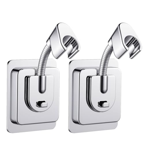 2 Stück Duschkopfhalter Ohne Bohren, 120° Verstellbare Handbrause Halterung Mit Silikon-Adapter, Duschhalter Für Bad, Duschkopf Halterung, Universelle Passform Für Gängige Handbrausen von JcvPot