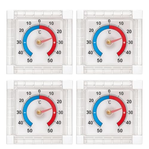 4 Stück Fensterthermometer Aussen, Aussenthermometer Wetterfest, Analoges Thermometer für Fenster und Kühlschrank, 7.5 * 7.5 * 2.3 cm 4 Stück Fensterthermometer Aussen, Aussenthermometer Wetterfest, Analoges Thermometer für Fenster und Kühlschrank, 7.5 * 7.5 * 2.3 cm von JcvPot