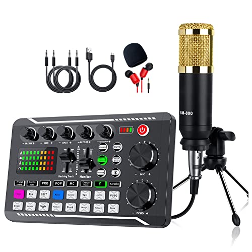 Jdeijfev Tragbares Soundkarten-Set, PC-Mikrofon-Set, Zubehör, Kondensatormikrofon-Set, Live-Soundkarte von Jdeijfev