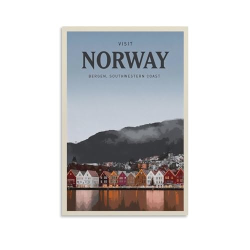 Jdheeh Vintage-Poster mit Norwegen-Motiv, Leinwand, Wanddekoration, Poster, 20 x 30 cm Jdheeh Vintage-Poster mit Norwegen-Motiv, Leinwand, Wanddekoration, Poster, 20 x 30 cm von Jdheeh
